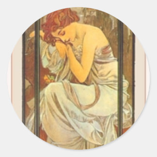 Adesivo Mucha art deco poster mulher longa
