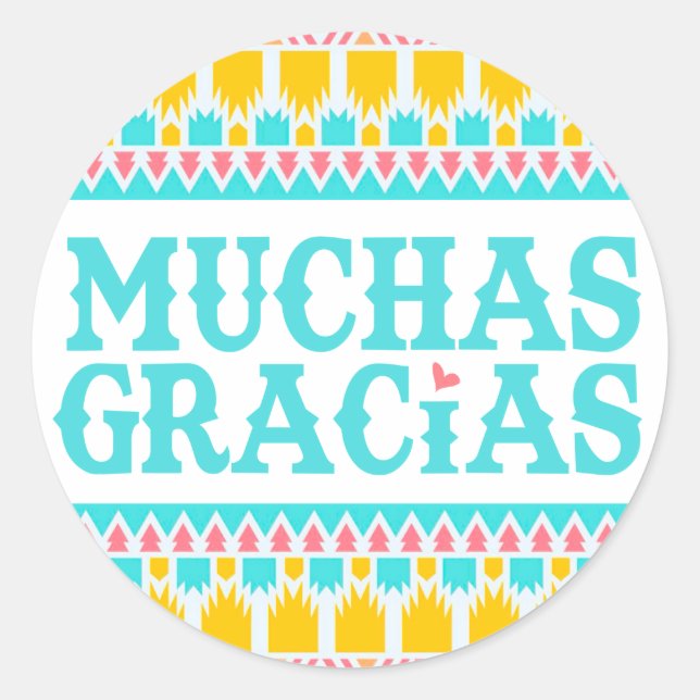 Adesivo Muchas Gracias - Fiesta Obrigado Sticker (Frente)