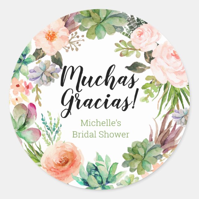 Adesivo Muchas Gracias Fiesta Succulent Wreath (Frente)