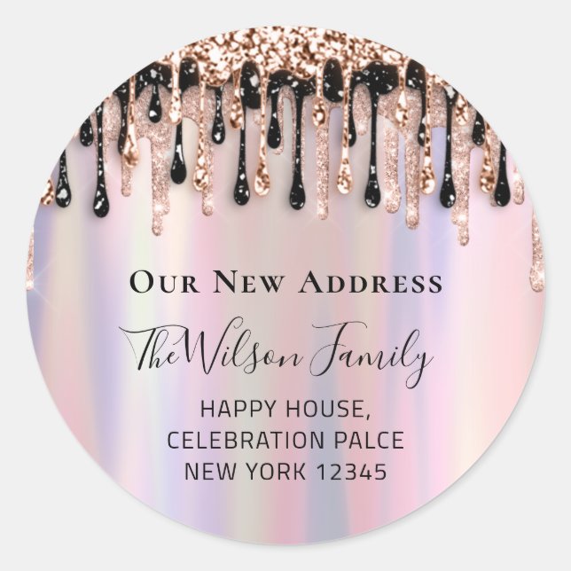 Adesivo Mudamos O RSVP Do Novo Disco Rosa De Endereço (Frente)