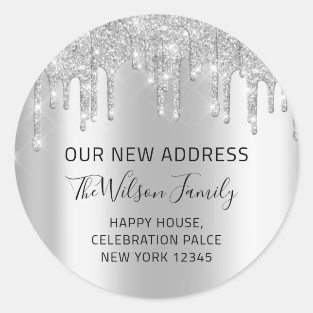 Adesivo Mudamos O RSVP Do Novo Prata De Endereços (Frente)