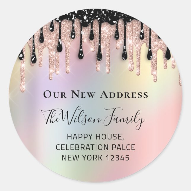 Adesivo Mudamos O RSVP Do Novo Rosa De Endereço (Frente)