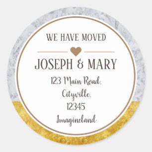 Adesivo Mudança de endereço de dourado branco marmorte ele
