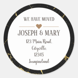Adesivo Mudança de endereço do mármore preto dourado elega