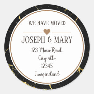 Adesivo Mudança de endereço do mármore preto dourado elega