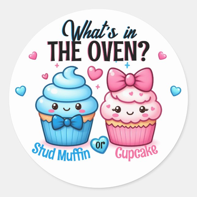 Adesivo Muffin recheado ou rosa-Cupcake ou azul Revolução  (Frente)