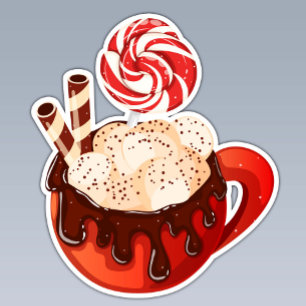 Adesivo Mug de chocolate quente com marshmallow & Lolly