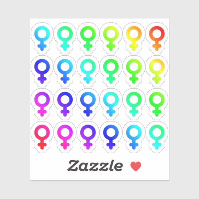 Adesivo Muitas Mulheres Coloridas Símbolos De Gênero Minús (Folha)