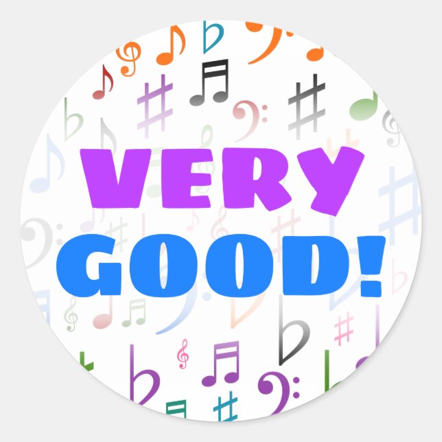 Adesivo MUITO BOM! + Muitas Notas e Símbolos Coloridos (Frente)