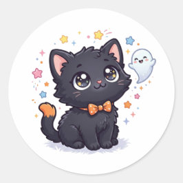 Adesivo Muito Fofo Para Assustar Adorável Gatinho Preto no