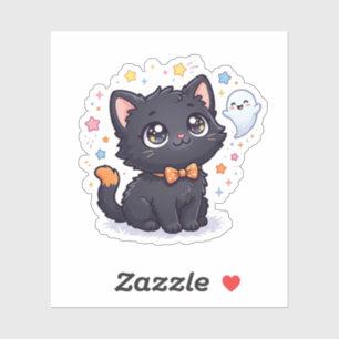 Adesivo Muito Fofo Para Assustar Gatinho Preto de Hallowee