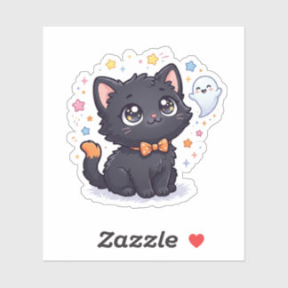 Adesivo Muito Fofo Para Assustar Gatinho Preto de Hallowee