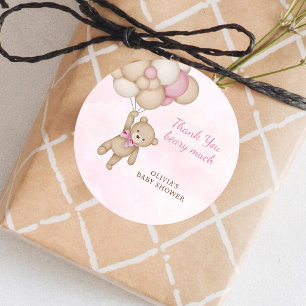 Adesivo Muito Obrigada Chaveiro de Festa de Bebê Rosa