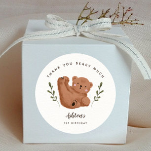 Adesivo Muito Obrigado, Beary, Muito Festa de aniversário