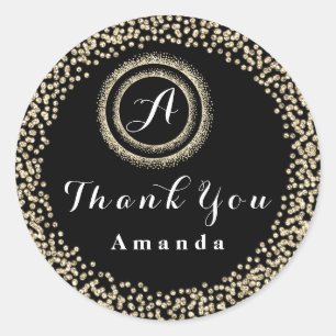 Adesivo Muito Obrigado Glitter Monograma 16º Preto BrancoD