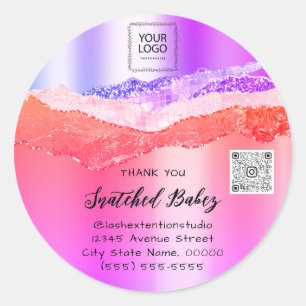 Adesivo Muito obrigado Logotipo Cosmético Código QR Cor-de