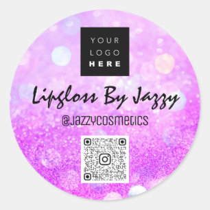 Adesivo Muito obrigado Logotipo de código QR rosa Beleza c