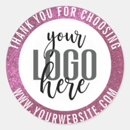 Adesivo Muito Obrigado Logotipo De Negócios Rosa Brilhante