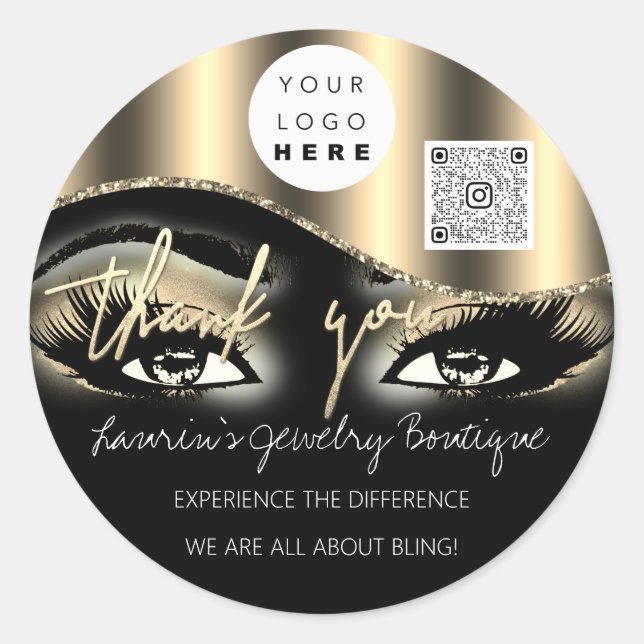 Adesivo Muito Obrigado Logotipo Qr Makeup Lash Extension (Frente)