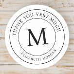 Adesivo Muito Obrigado, Moderno Monograma<br><div class="desc">Essa design simples e moderna é composta por tipografia de serifa. Use isto como adesivo de envelope nos envelopes de cartões de agradecimentos para amigos e familiares.</div>