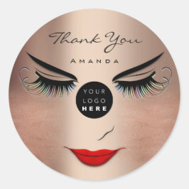 Adesivo Muito obrigado Nome Eyelash Sweet 16th PinkLogo Qr