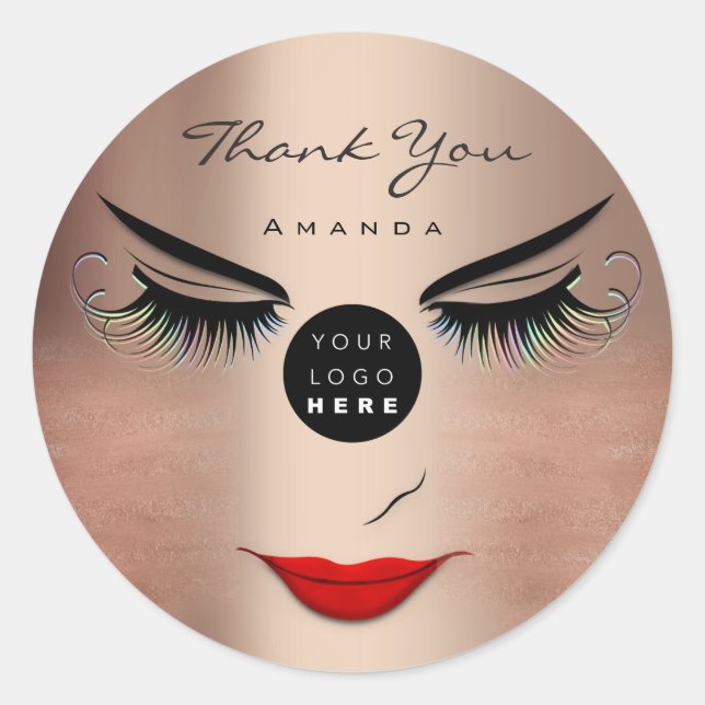 Adesivo Muito obrigado Nome Eyelash Sweet 16th PinkLogo Qr (Frente)