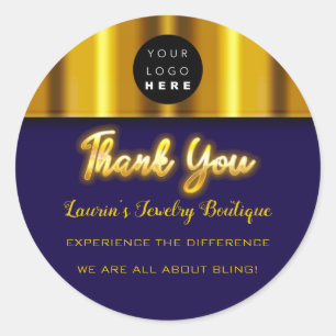 Adesivo Muito Obrigado Nome Logotipo Personalizado Dourado