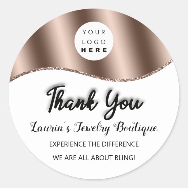 Adesivo Muito Obrigado Nome Logotipo Personalizado Rosa Wh (Frente)