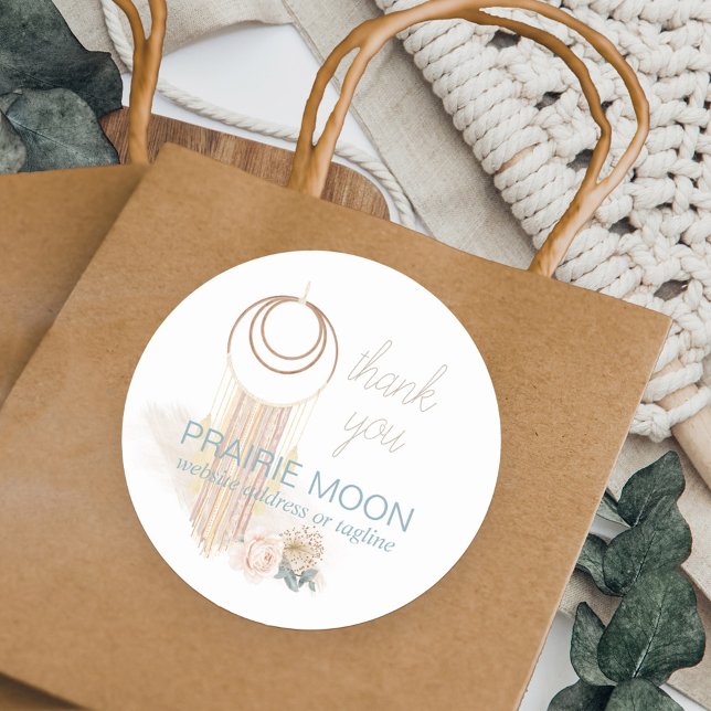 Adesivo Muito Obrigado, Personalização Da Parede De Macram (Thank you small business packaging stickers with boho macrame wallhanging)