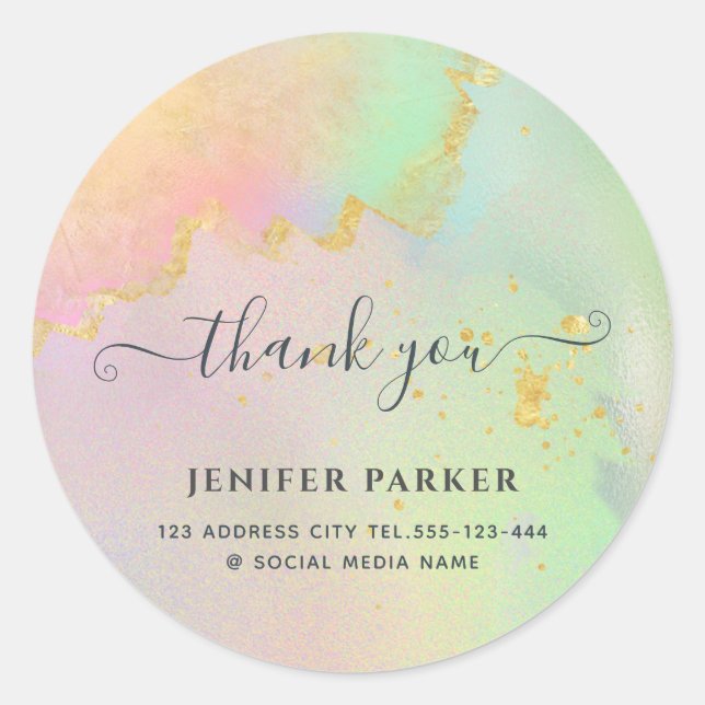 Adesivo Muito obrigado por escrito em aquarela dourada hol (Frente)