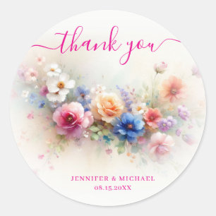 Adesivo Muito Obrigado Seu Texto Personalizado Aquarela Fl