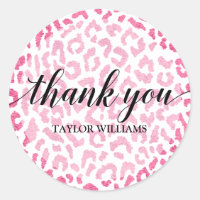 Muito Obrigado Texto Pink White Leopardo