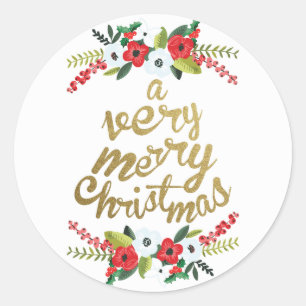 Adesivo Muito um ouro floral do Feliz Natal