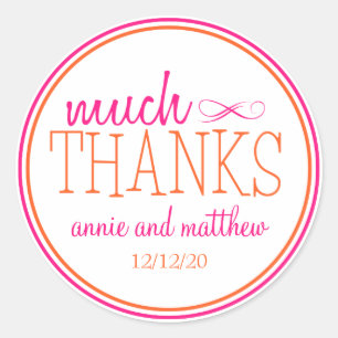 Adesivo Muitos rótulos de Obrigados (rosa quente / laranj