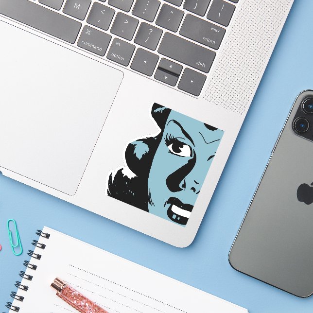 Adesivo Mulher (Notebook com iPhone)