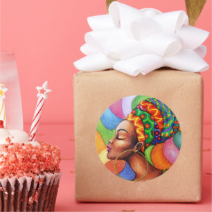 Adesivo Mulher africana com Tecido tradicional de cera