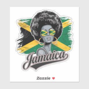 Adesivo Mulher Afro Carribean Jamaica Flag Island Vibe
