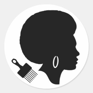 ADESIVO MULHER AFRO EM PRETO E BRANCO