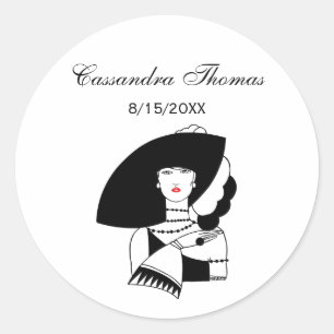 Adesivo Mulher Art Déco com Luvas e Chapéu Grande RL