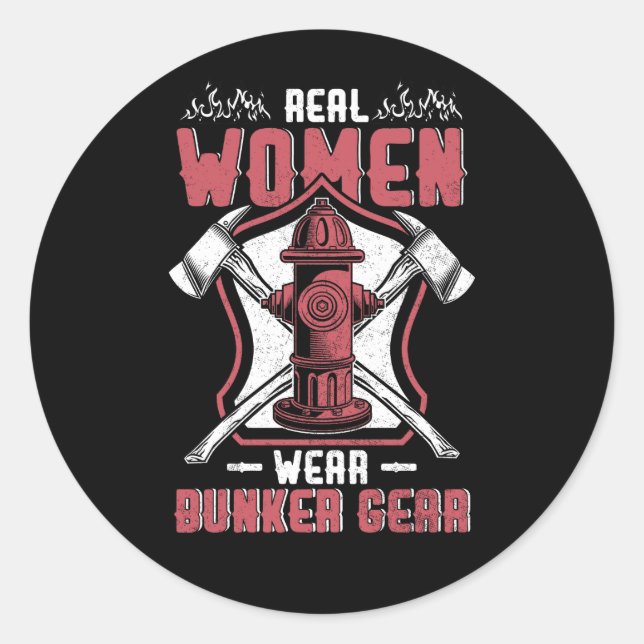 Adesivo Mulher Bombeiro Real Mulher Veste Bunker Gear Fir (Frente)