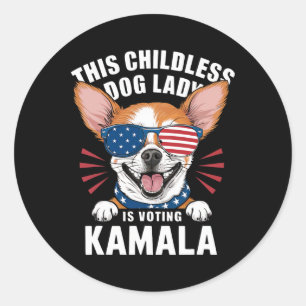 Adesivo Mulher-Cão Sem Fios Vota Kamala-harris 2024 2