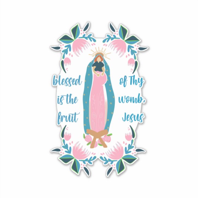 Adesivo Mulher Católica Ave Maria Oradora (Frente)