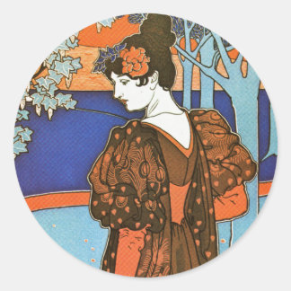 Adesivo Mulher com Peacocks - Louis Rhead