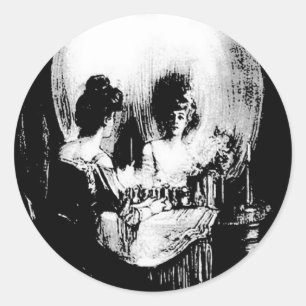 Adesivo Mulher com Reflexão do Crânio Halloween Espelhada