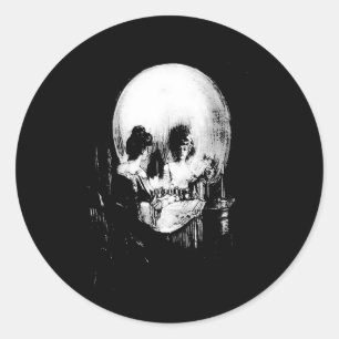 Adesivo Mulher com Reflexo Crânio de Halloween Espelhada