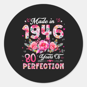 Adesivo Mulher de 80 Anos Feita Em 1946 Floral Aniversário