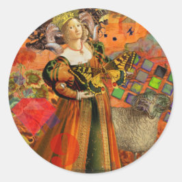 Adesivo Mulher de Áries Laranja: Colagem de Arte Antiga de