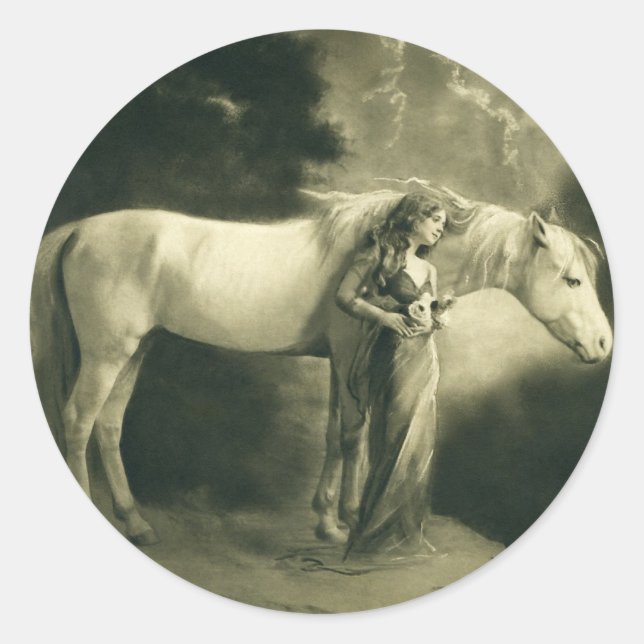 Adesivo Mulher de cavalo branco. (Frente)