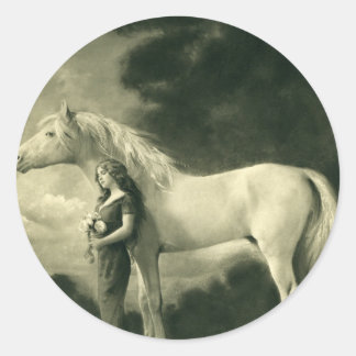 Adesivo Mulher de cavalo branco
