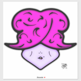 Adesivo Mulher de desenho animado com marca de beleza e ch